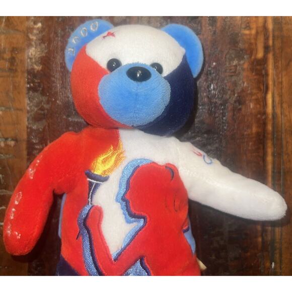 Rare 2000 Team USA Olympics Authentic Team Beans Bear Red White Blue USA - Picture 2 of 6